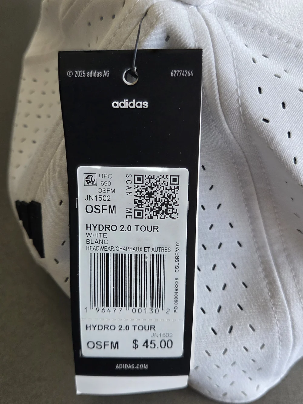 Adidas Hydrophobic 2.0 Tour Hat One Size Fits Most